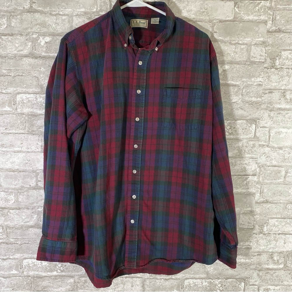 Vintage 90s L.L. Bean Northwoods Men's plaid flannel USA made men’s large tall
